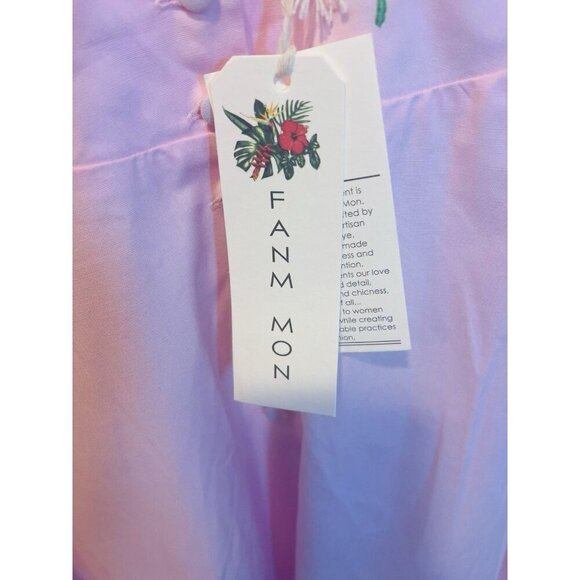 FANM MON Demre Linen Embroidered Maxi Dress Medium Ruffle Sleeve - Picture 5 of 8